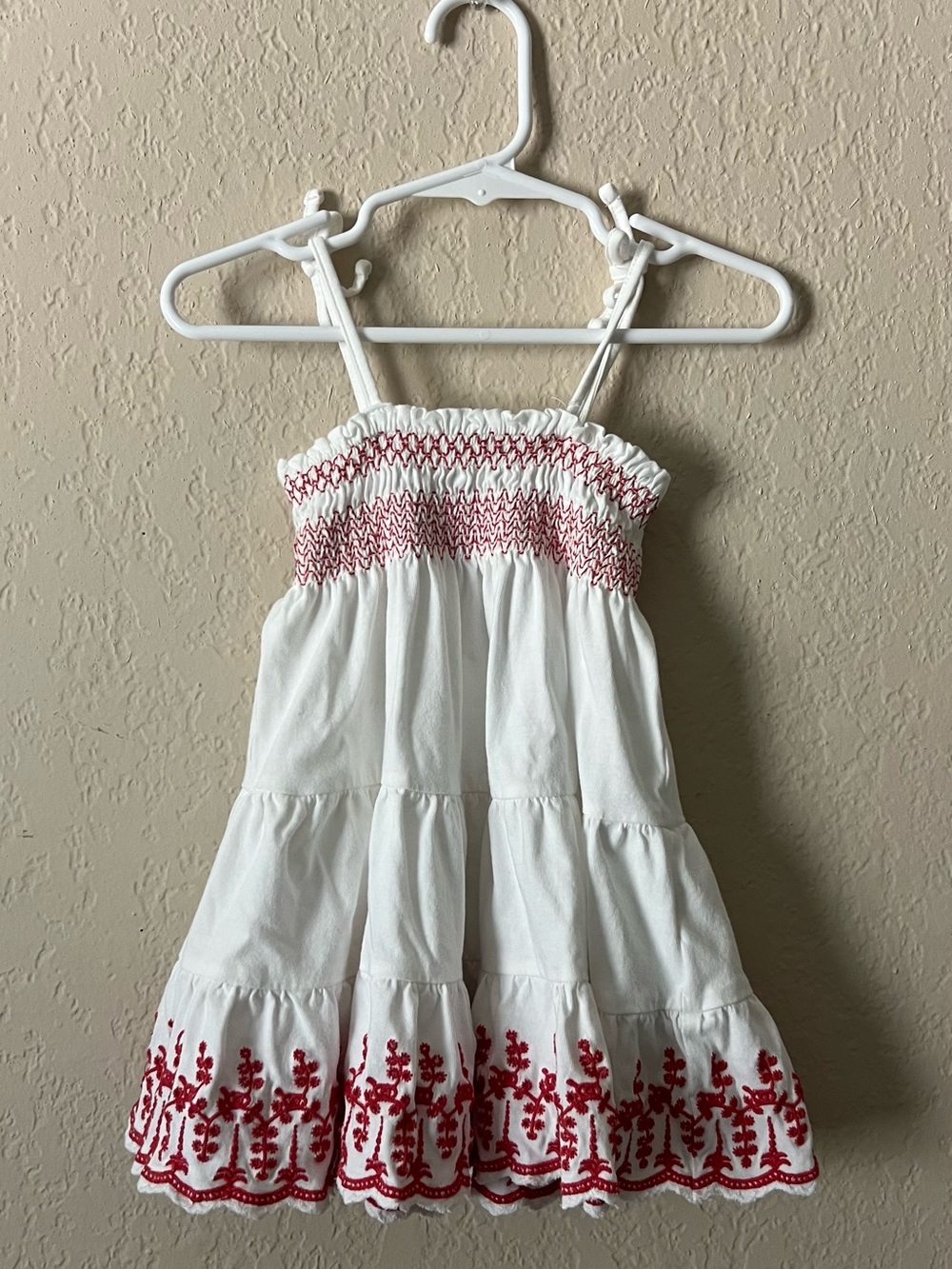 Ralph Lauren Smocked White & Red Baby Dress
